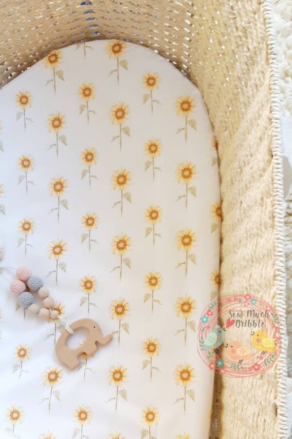 Sunflowers-cot-sheet-bassinet-custom-made